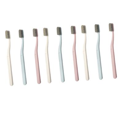 Beaupretty 9-Piece Nylon Adult Toothbrush Set Hard Bristles Matte Finish for Oral Care and Teeth Cleaning Available in Pink Sky Blue and Beige