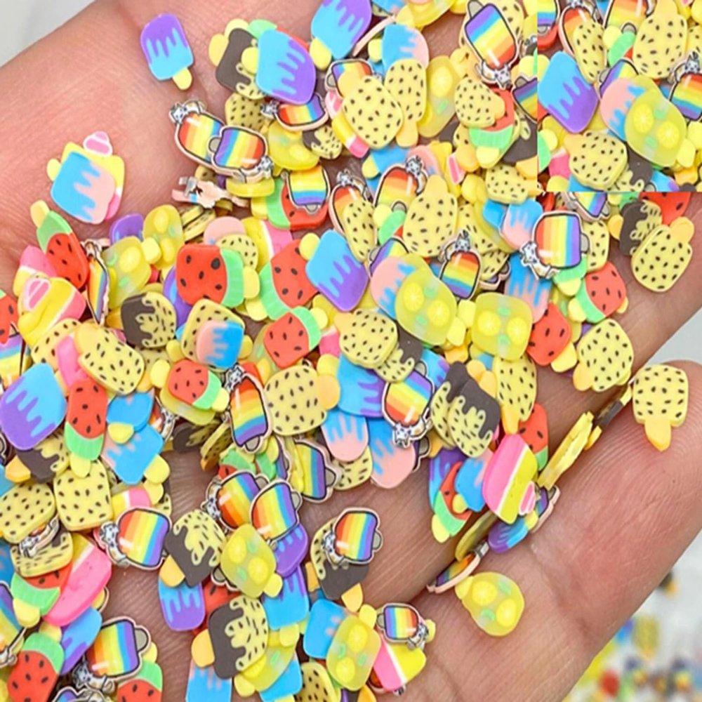 10 Gram Ice Cream Polymer Clay Slices 5mm Mix, Ice Cream Polymer Clay Sprinkles, Summer Polymer Clays for Resin Crafts, Nail Art Faux Craft NOT Edible
