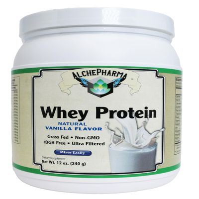 AlchePharma Premium Whey Blend - Grass-Fed Whey Protein Concentrate & Isolate Powder, Naturally Sweetened (12 Ounce, Natural Vanilla)