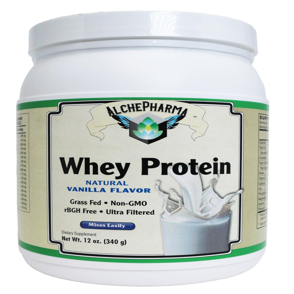 AlchePharma Premium Whey Blend - Grass-Fed Whey Protein Concentrate & Isolate Powder, Naturally Sweetened (12 Ounce, Natural Vanilla)