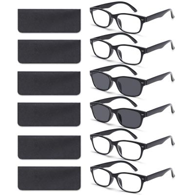 BLOEXCLU 6 Pack Reading Glasses for Women Men Blue Light Blocking Spring Hinge Computer Readers, Anti Eyestrain/Glare (6 Mixed C8, 1.5, Diopters)