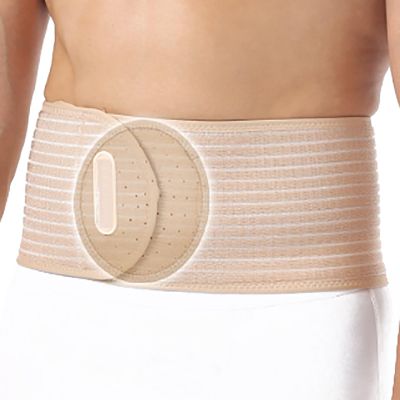 ZGWQR Front-Wearing Umbilical Hernia Belt for Men, Unisex, Adjustable Hernia Belts with Removable Pads for Abdominal Pressure Lumbar Support(Beige,Medium)