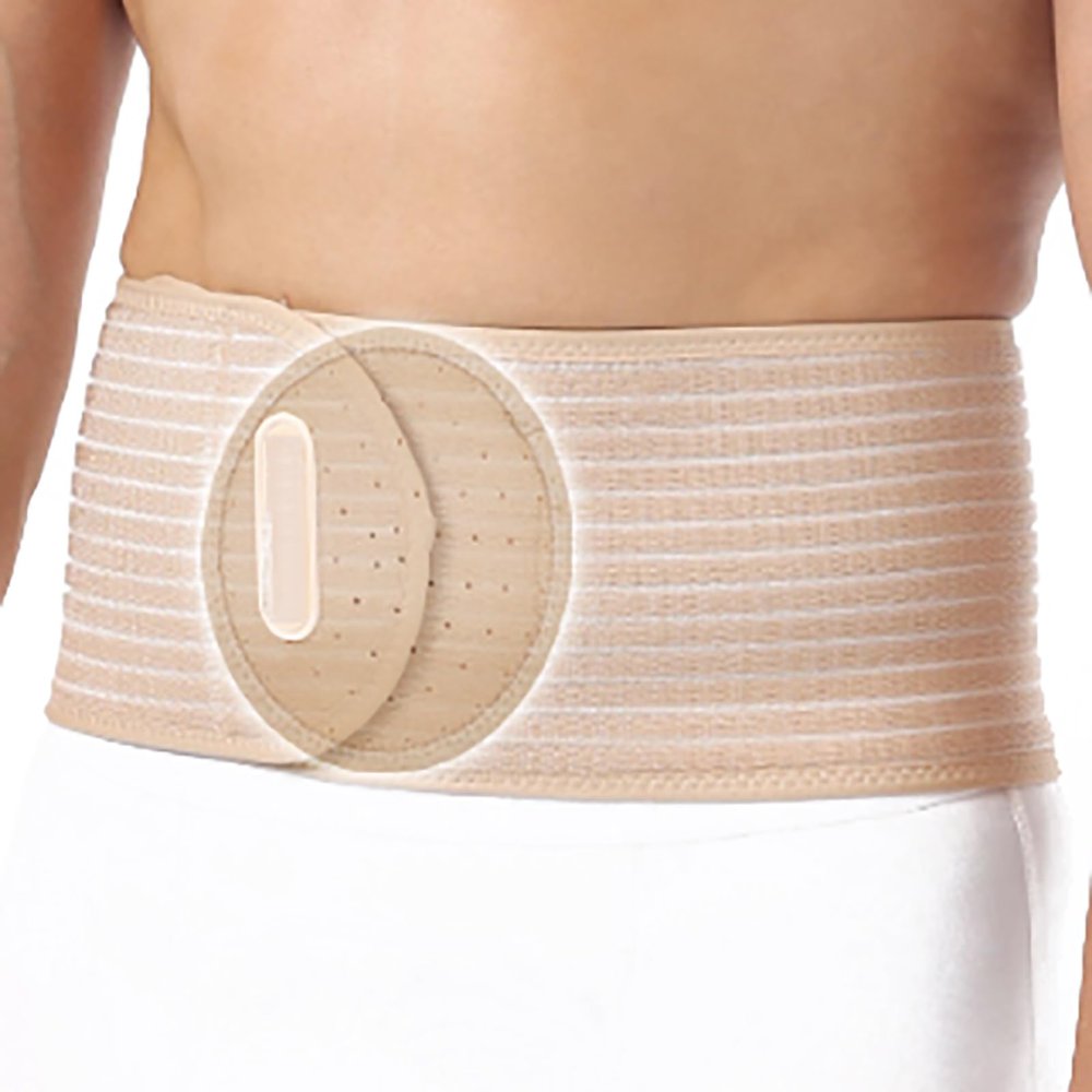 ZGWQR Front-Wearing Umbilical Hernia Belt for Men, Unisex, Adjustable Hernia Belts with Removable Pads for Abdominal Pressure Lumbar Support(Beige,Medium)