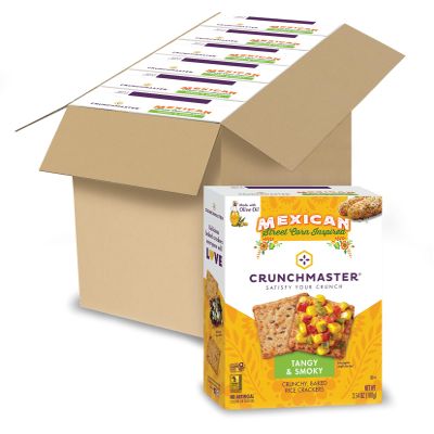 Crunchmaster Mexican Street Corn Inspired Crunchy, Baked Rice Crackers, Tangy & Smoky, Kosher, Gluten Free & Non-GMO, 3.54 Ounce (Pack of 6)