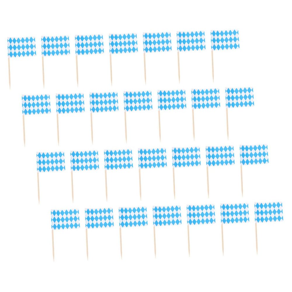 ABOOFAN 100pcs and White Checker Toothpick Flags for Oktoberfest Versatile Appetizer Picks for Snacks and Party Decorations