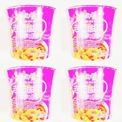 Artificial Beef with Pickled Vegetables,Cup Noodle,4.30 oz, 4-Pack