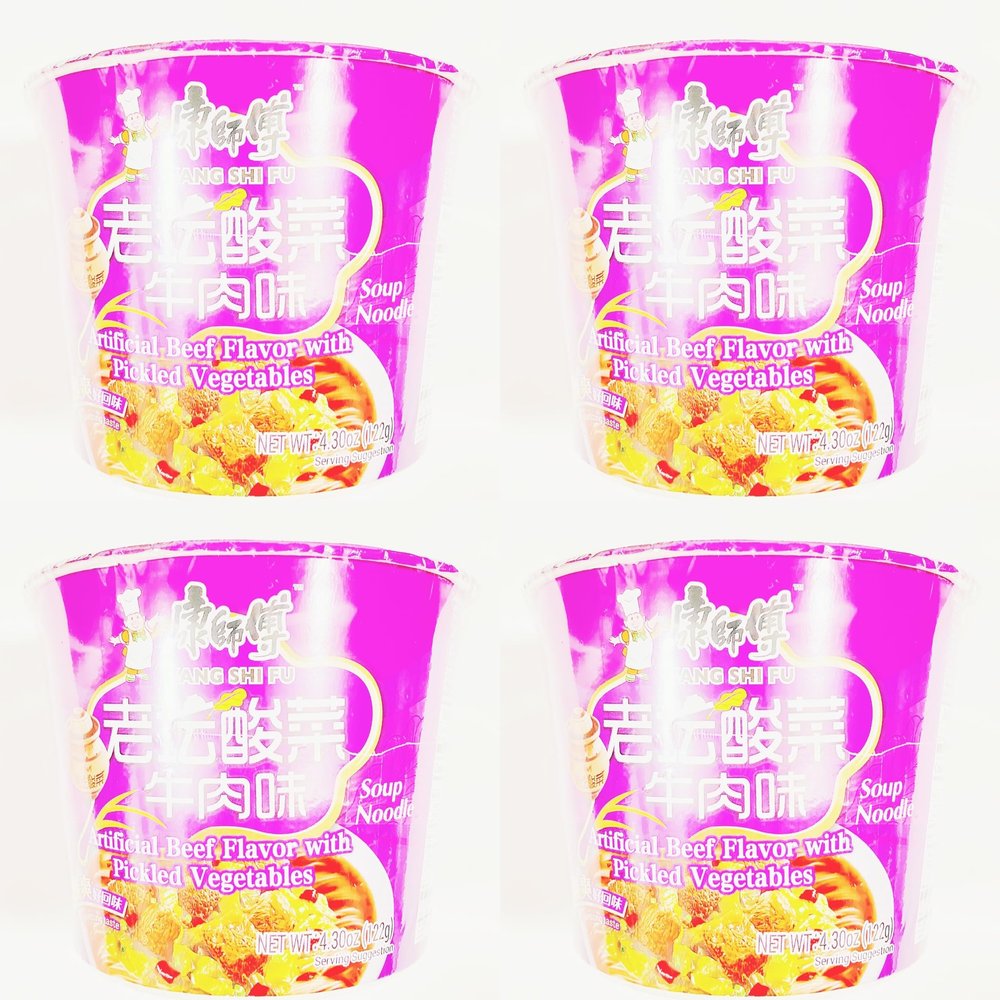 Artificial Beef with Pickled Vegetables,Cup Noodle,4.30 oz, 4-Pack