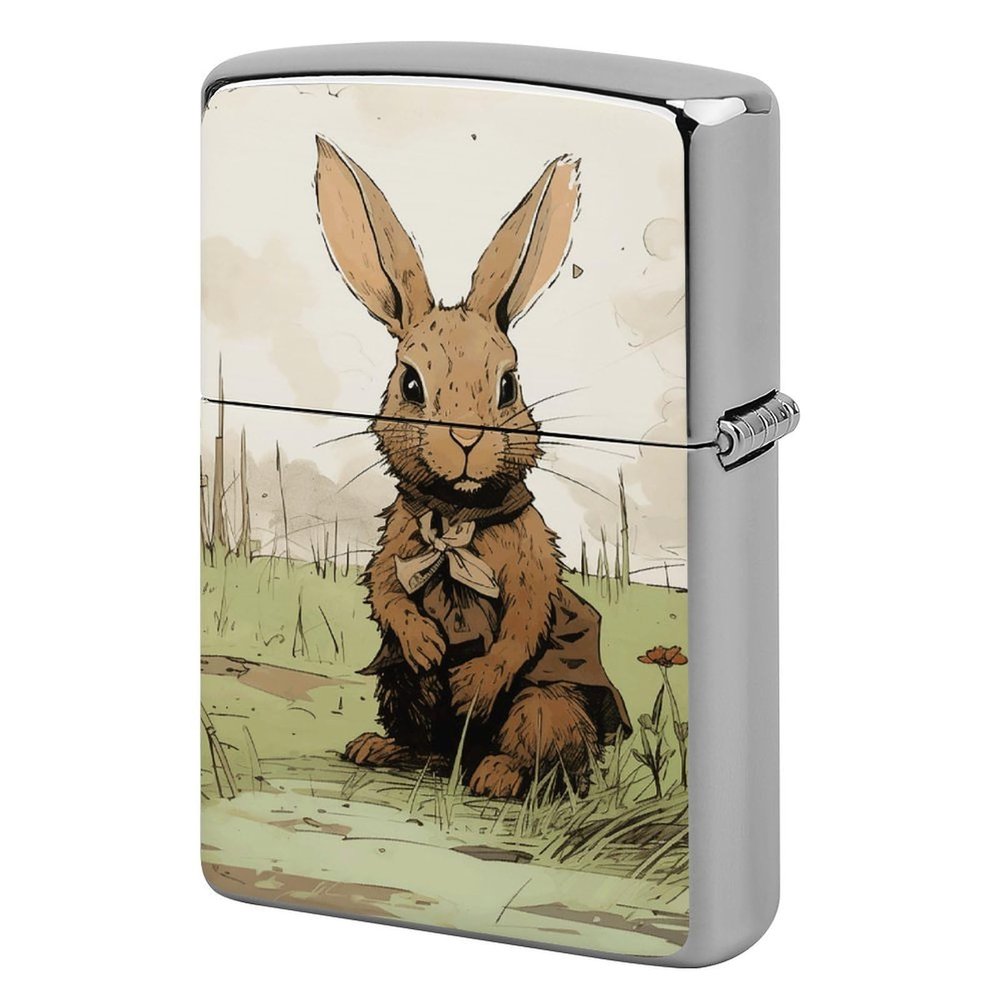A Brown Rabbit Lighter Case, Personalized Metal Lighter Sleeve, Double-Sided Lighters Cover for Standard Lighters, Stylish & Unique Idea