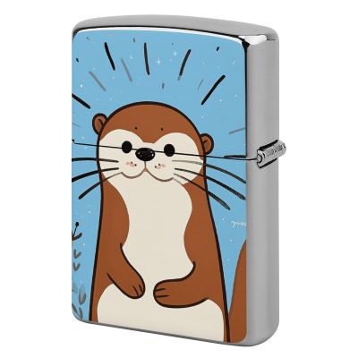Cartoon Cute Otter Lighter Case, Personalized Metal Lighter Sleeve, Double-Sided Lighters Cover for Standard Lighters, Stylish & Unique Idea