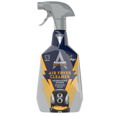 Astonish 750ml Specialist Air Fryer Cleaner Spray with Baking Soda - Non Stick Safe Grease Remover, Food Residue Lifter, Quick Rinse Vegan Cruelty Free Kitchen Appliance Degreaser, No Scrub Formula