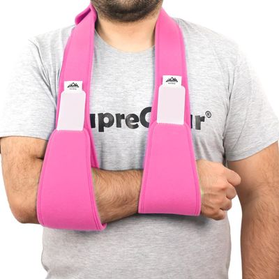 supregear Arm Sling Shoulder Immobilizer, Rotator Cuff Support Brace, Lightweight Comfortable Sling for Shoulder Injury, Broken, Dislocated, Fracture, Strain, Left Right, Men Women, Pink