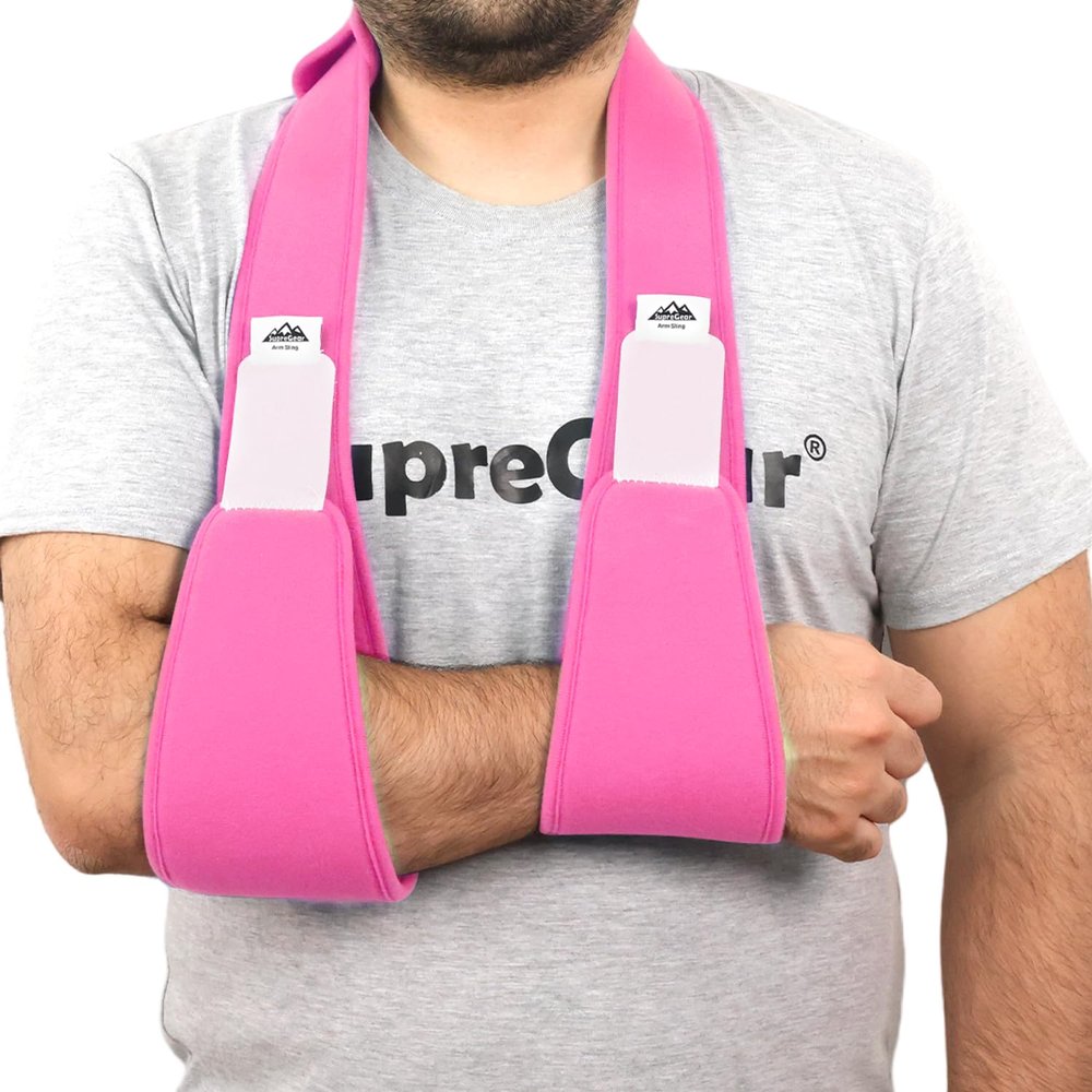 supregear Arm Sling Shoulder Immobilizer, Rotator Cuff Support Brace, Lightweight Comfortable Sling for Shoulder Injury, Broken, Dislocated, Fracture, Strain, Left Right, Men Women, Pink