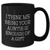 Auntie's Humorous Gift, I Think Me Being Your Auntie Is Enough Of A Gift, Black Coffee Mug, Mother's Day Unique Gifts from Family to Auntie view 2
