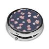 YIGOAOIU Metal Silver 3 Compartment Pill Box Pocket Portable Mini Travel Pill Case Small Round Decorative Medicine Box Vitamin Pill Organizer with Abstract Art view 2