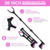 38" Extra Long Grabber Reacher Tool 2 Pack Foldable Reacher Grabber Pickup Tools with 360 Rotating Jaw & Magnet - Heavy Duty Pick Up Grabbers for Seniors, Trash, Surgery Recovery (Pink Pink) view 4