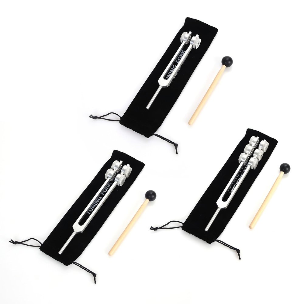COYEUX Tuning Forks for Healing, 32HZ/64HZ/128HZ Sound Healing Instrument, with Silicone Hammer and Storage Bag, for Chakras, Sound Therapy, Meditation