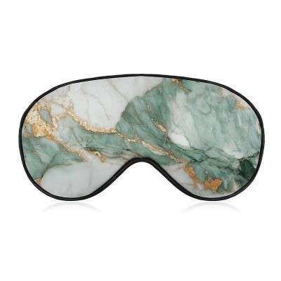 Sleep Eye Mask Emerald and Gold Marble Texture Sleep Mask for Women Men Adjustable Strap Blindfold Eye Cover for Travel Yoga Nap Shift Work