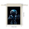 FZMVSQH Blue Robot 8 PCS Cotton Drawstring Bags Reusable Muslin Bags Natural Cotton Bag with Drawstring Small Jewelry Pouch for Party Wedding Fabric Gift Bag for Spice Herb Candy Soap view 2