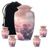 YATHABHISA Rose Cremation Urns for Ashes, Memorial Gift for Brother & Sister, Funeral Urn Humming Bird for Adult Human Ash, Pink, Combo (10 Inch & 3 Inch Mini Set of 4) view 1