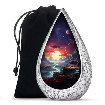 Remembrate Twilight Funeral Cremation Urns for Human Ashes - Straight Drop Large Urn for Ashes Adult Male & Female - Cremains Containers - Handcrafted Remembrance Gift for Loss (10 Inch)