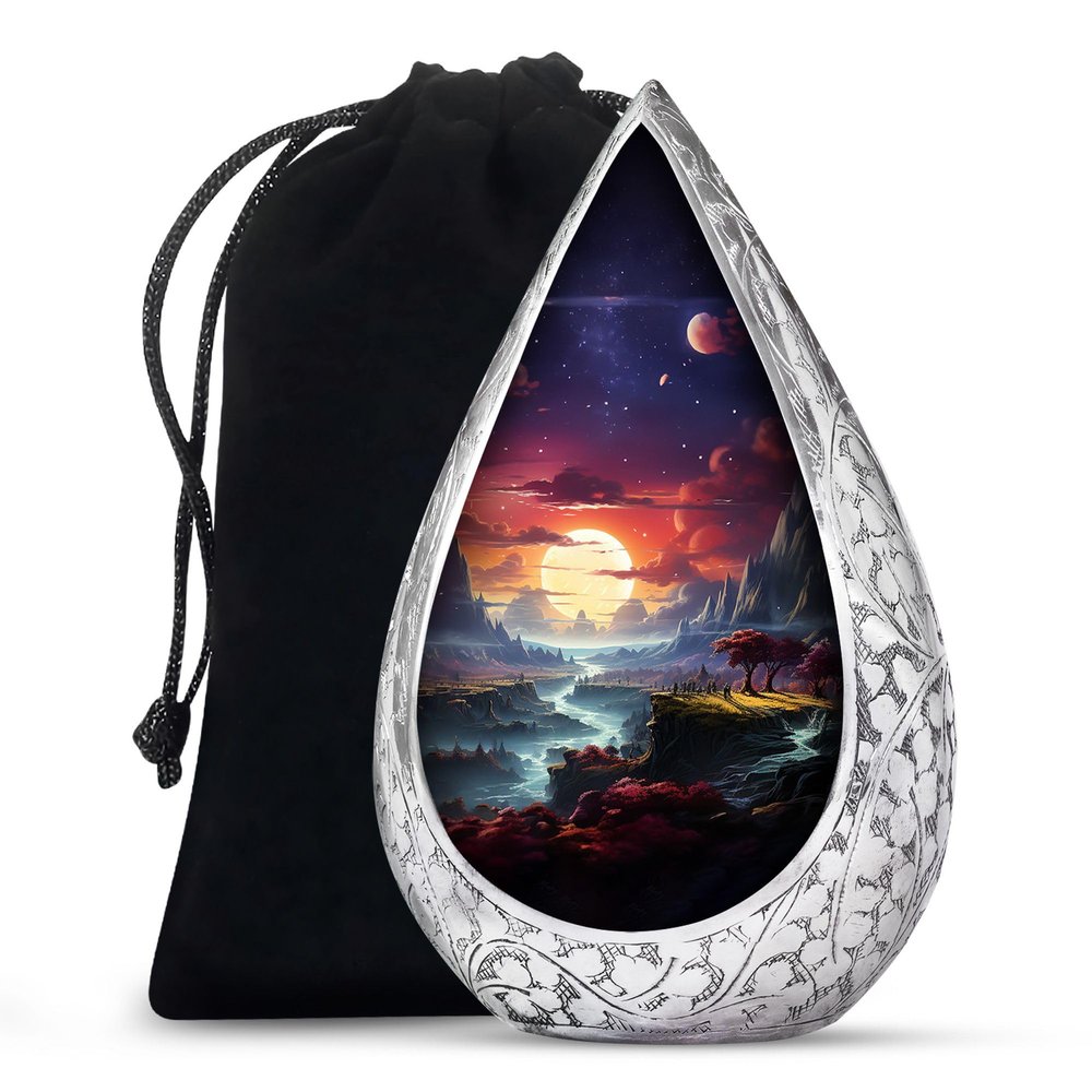 Remembrate Twilight Funeral Cremation Urns for Human Ashes - Straight Drop Large Urn for Ashes Adult Male & Female - Cremains Containers - Handcrafted Remembrance Gift for Loss (10 Inch)