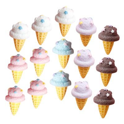 DECHOUS 16pcs Lifelike Fake Ice Cream Cones Set Simulation Ice Cream Props for Dessert Shop Display Realistic Modeling Figurines for Boys and Girls and Toddlers