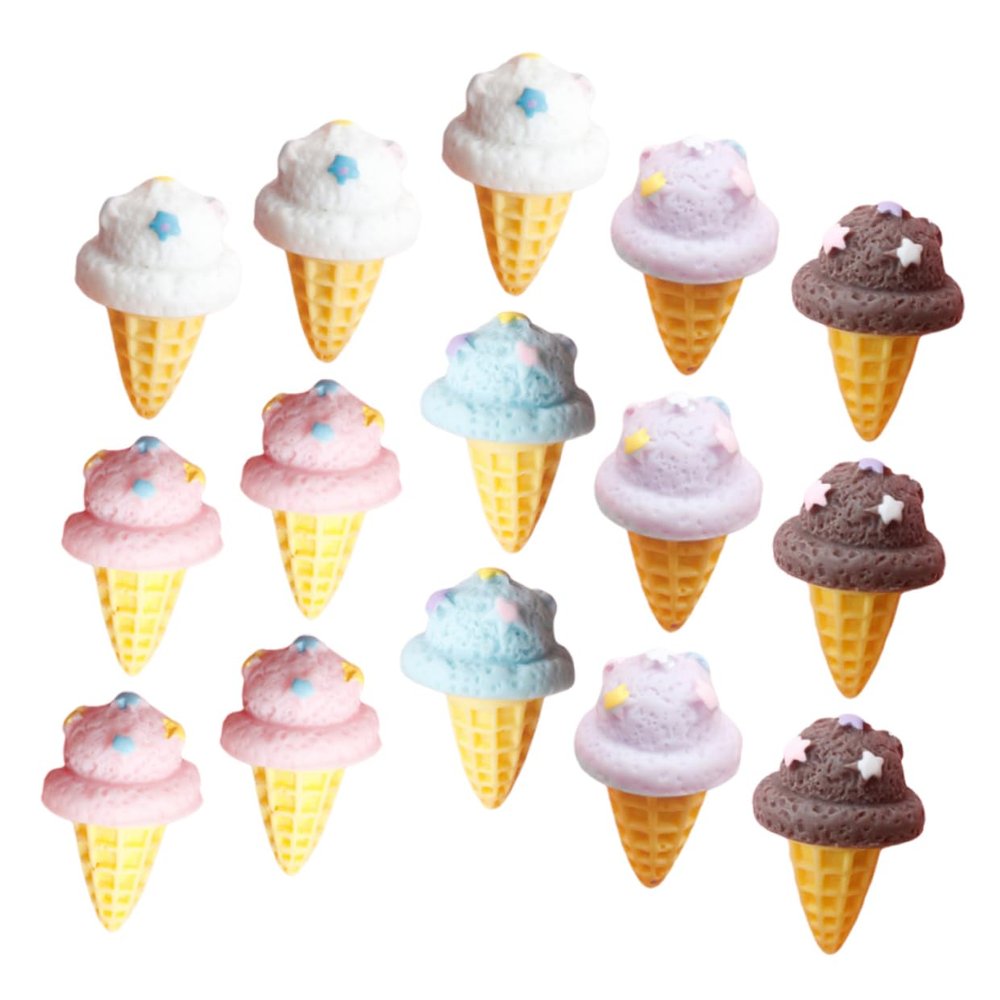 DECHOUS 16pcs Lifelike Fake Ice Cream Cones Set Simulation Ice Cream Props for Dessert Shop Display Realistic Modeling Figurines for Boys and Girls and Toddlers