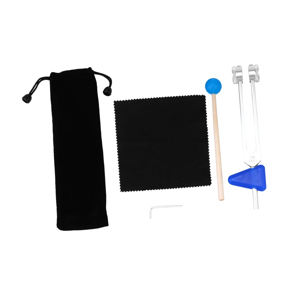 DECHOUS 1set Om Tuning Forks for Sound Healing Healing Instruments Storage Bag and Hammer for Yoga and Meditation