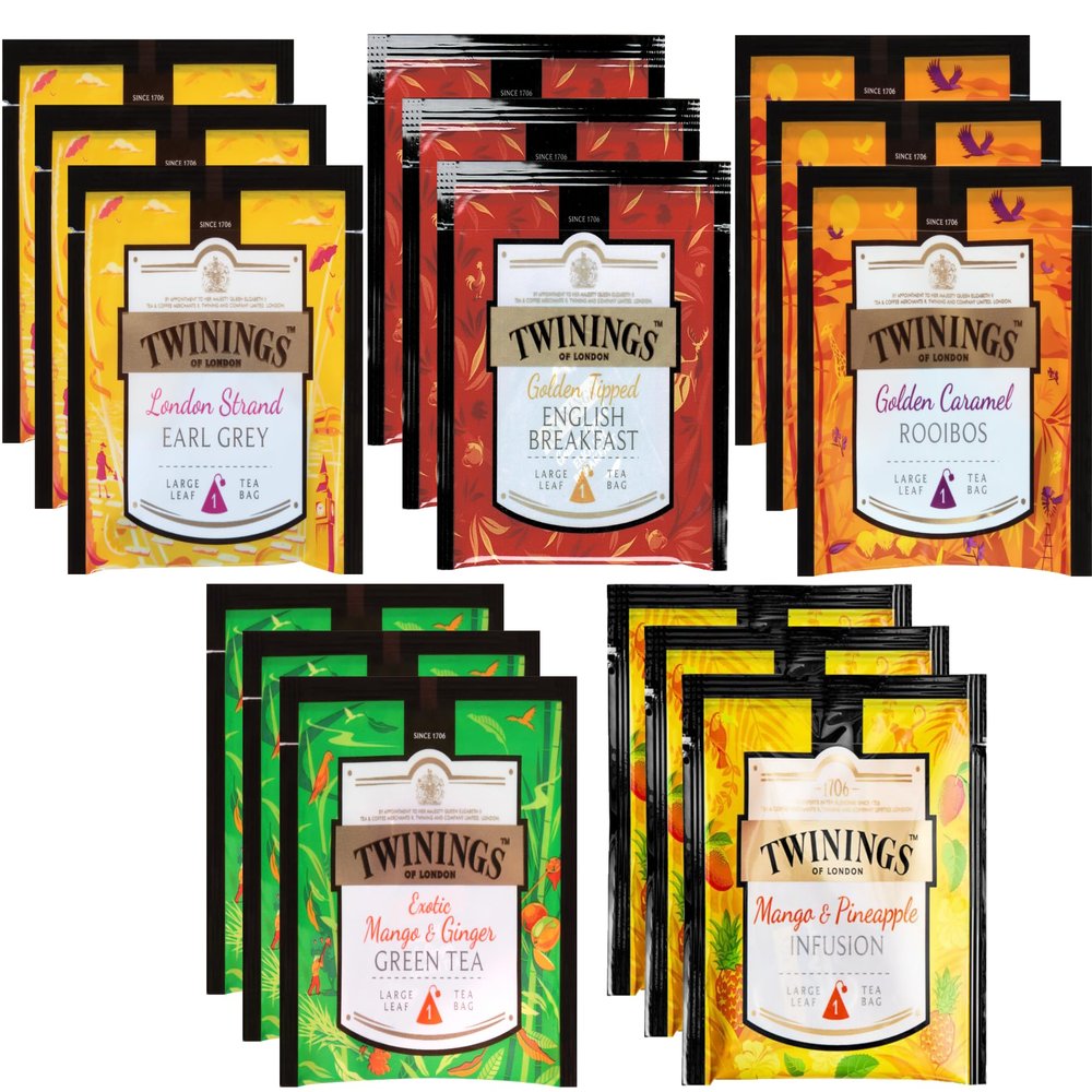 Twinings Discovery Collection Large Leaf Pyramid Tea Bags, 15 Count