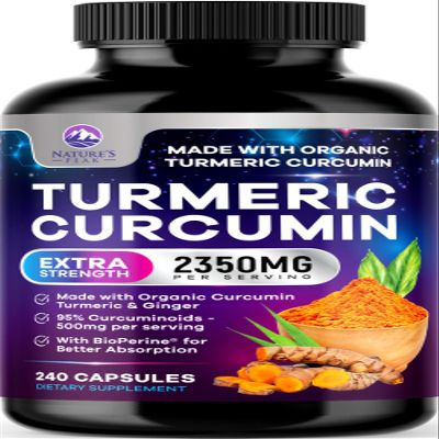 Turmeric Curcumin Supplement - 1750mg Organic Turmeric Per Serving - 95% Curcuminoids, Ginger & BioPerine Black Pepper for Best Absorption - Natural Vegan Joint Support, Bottled in USA - 240 Capsules
