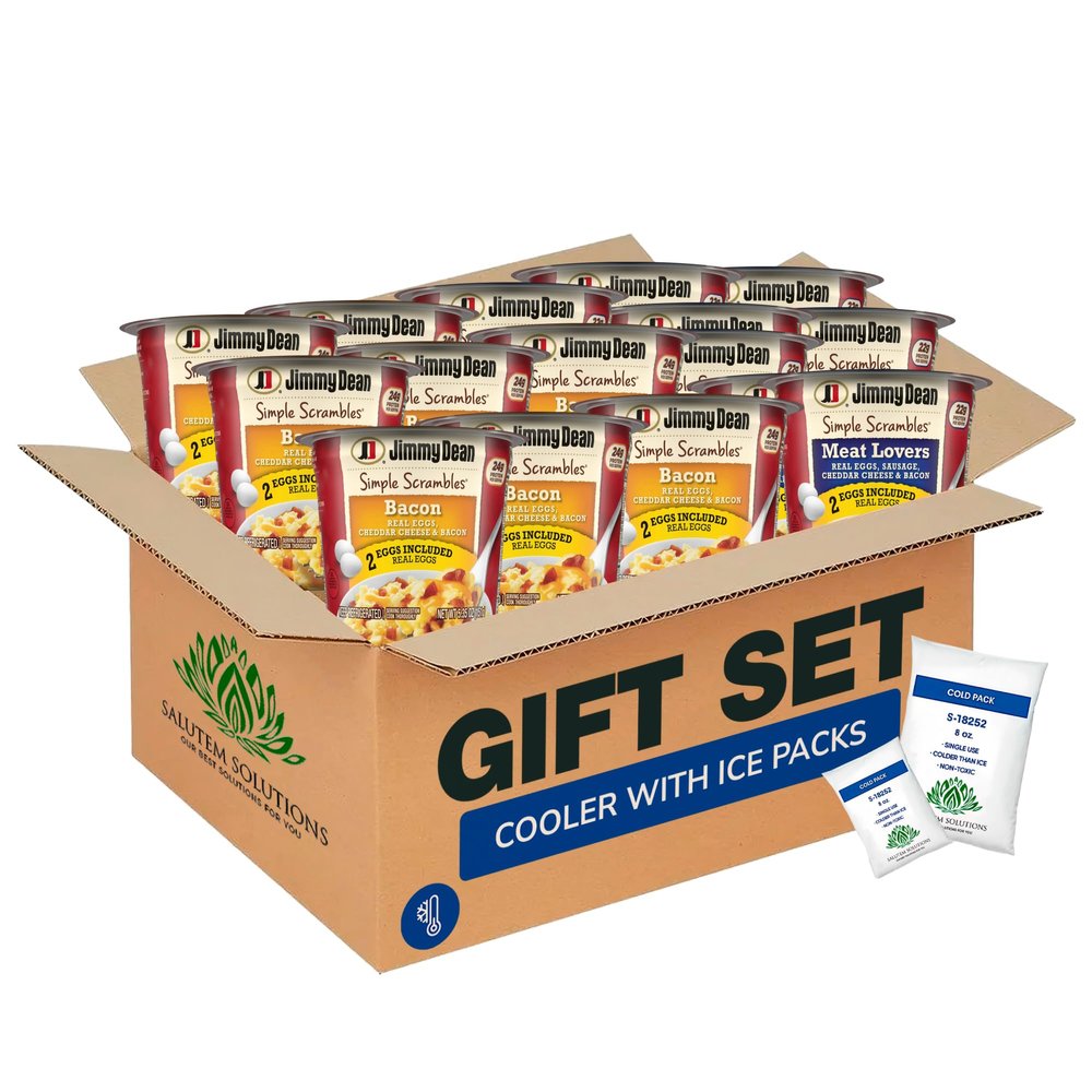 Salutem Vita Simple Scrambles Meat Lovers and Bacon Quick Breakfast Cups, Gift Set Pack of 16
