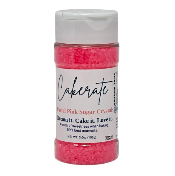 Pastel Pink Sugar Crystals | Ideal Decoration Solution for Cakes, Cookies, Cupcakes & Desserts | Sugar Crystals for Baking Topping | Adds Crunch & Shine to Every Sweet Treat - 3.6 oz