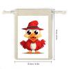 QMKFWT Chicken Wearing Hat Drawstring Pouches Small Bulk Cotton Burlap Storage Bags Reusable Muslin Sachet Bag for Candy, Toys, Jewelry, Treats, Birthday Party Favors view 2