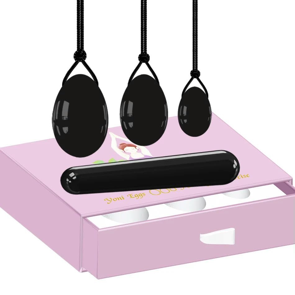 VIYOLI Jade Yoni Egg and Yoni Wand Massage Balls Women Kegel Exercise Ball Set Muscle Tightening Jade Drilled Egg Yoni-drilled C with Box