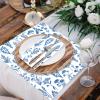 100PCS Spring Floral Napkins Disposable, Blue Chinoiserie Florals 3-Ply Paper Napkins Decorative Flower Guest Hand Towels for Bathroom Home Wedding Bridal Shower Birthday Party Napkins view 4