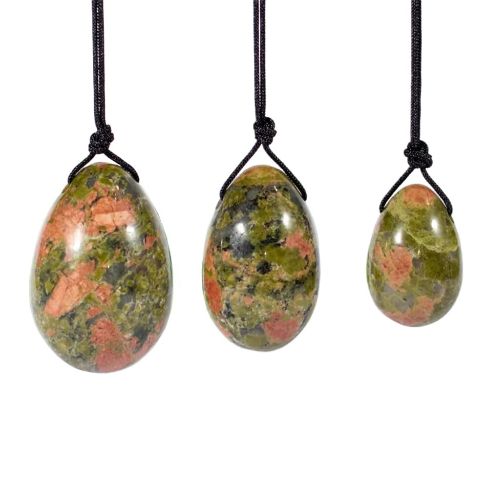 1 Set Natural Pink Rose Quartz Yoni Jade Eggs Crystal Massage Stick Stone Women Kegel Exerciser-Unakite Eggs