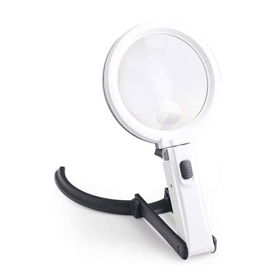 Magnifying Glass, Portable 2X 5X Folding Desktop Magnifier Large Hands Free Portable Adjustable Reading Magnifying Glass 12 Led Lamp Illuminated Table Stand Magnifier for Books Inspection