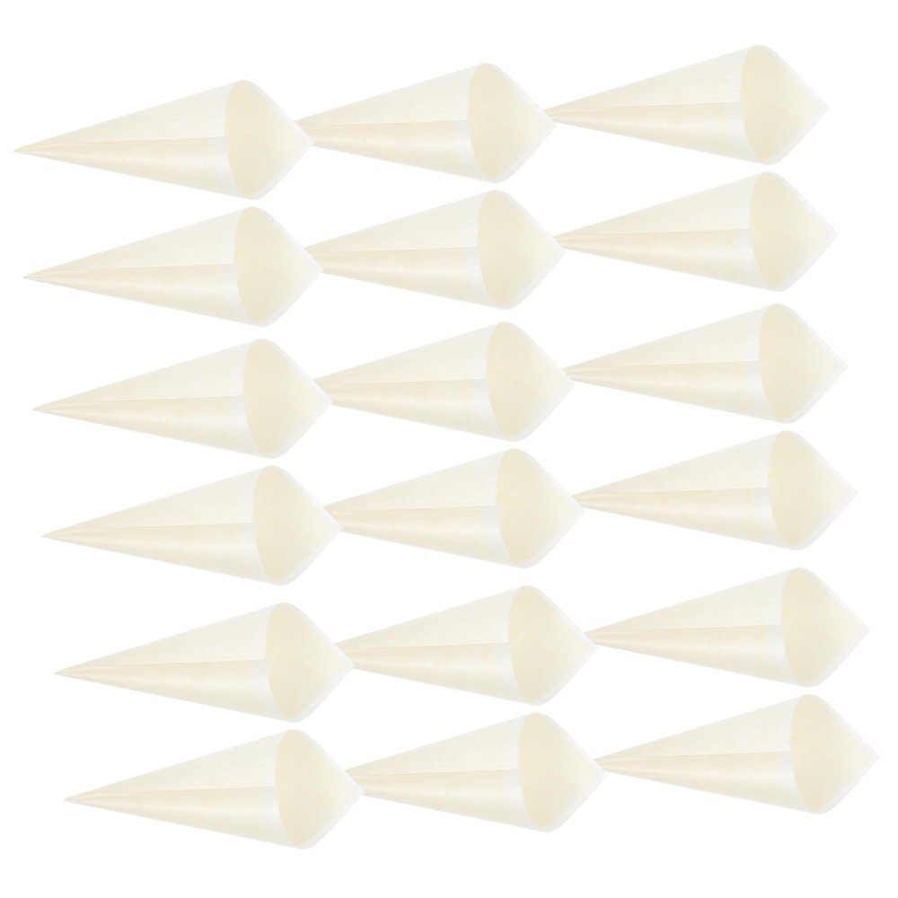 GLEAVI 100pcs Wooden Food Cones Ice Cream Bucket Snack Holders Natural Beauty Disposable for Parties