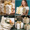 60 Sheets Tissue Paper for Gift Bags, White with Gold Strips, Waves, Dots Art Tissue Paper Bulk for Decoration DIY Crafts Birthday Wedding Packaging, 14 X 20 Inch view 3
