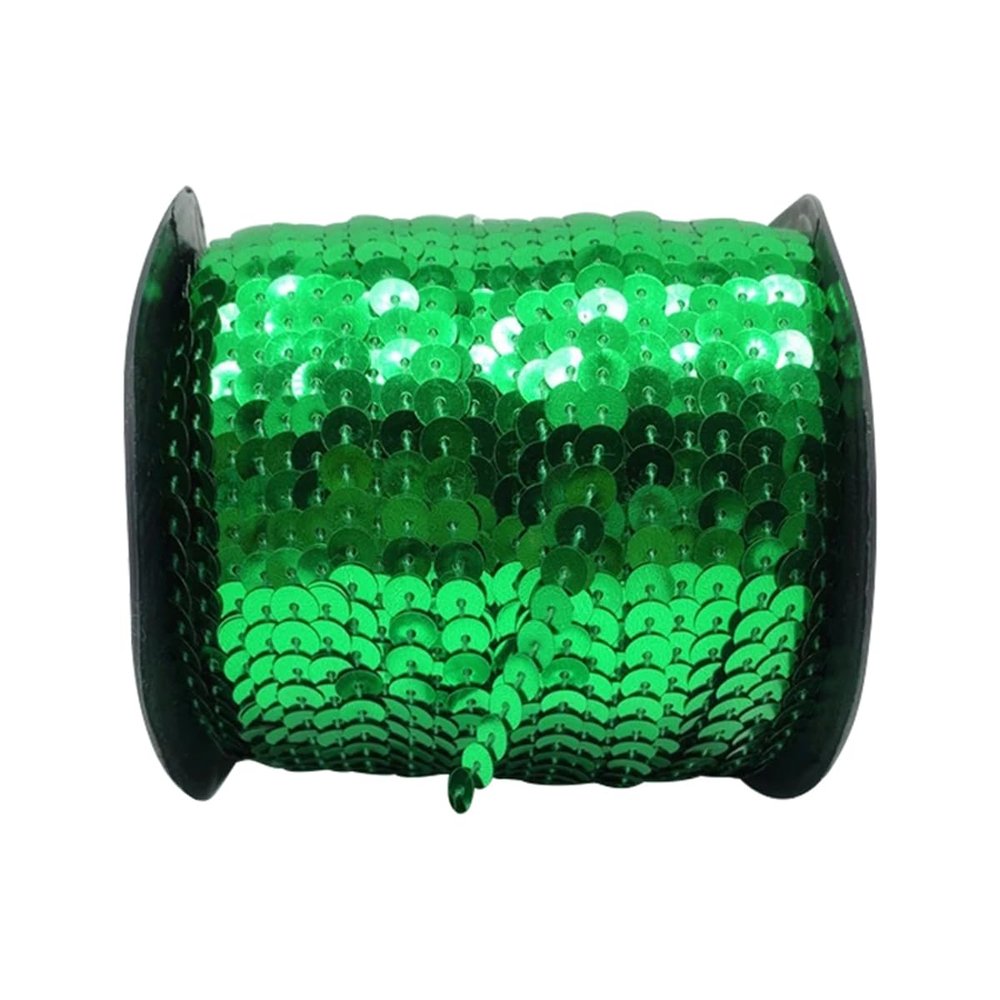 Ayuduots 5Yards 6mm Sequins Ribbon, Glitter Round Flat Sequins Flat Sequin Trim for DIY Sewing Crafts Jewelry Making - Green
