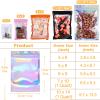 100-pack 7" x 10" 1 Quart Holographic Mylar Bags with Clear Window Resealable Foil Pouches for Food Storage Large Smell Proof Edible Packaging Bag Bulk for Cookies, Jewelry and Small Business view 3