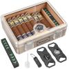 FANKAI Humidor Cigar Box, with Straight Cutter Guillotine, V cut, Puncher & Holder Tool, Glass top Cigars Case, Cedar Wood Lining, Humidifier Hygrometer Accessories, Cigar Gift Set view 1