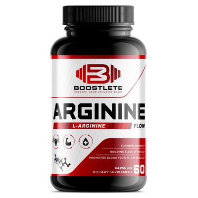 Boostlete Arginine Flow L-Arginine with Citrulline, AKG & Beta Alanine Nitric Oxide Support for Muscle Pump, Circulation, and Endurance 60 Capsules
