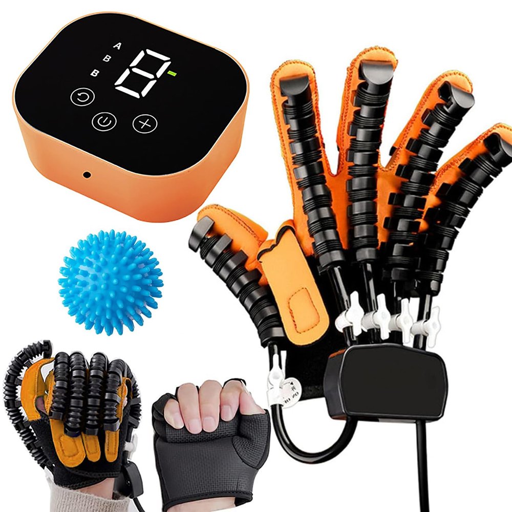 GAOXIAO Gants de Rducation Robotiss, quipement de Rducation de la Main, Gants Robotiss Pour la Rducation de L'avc, Rehabilitation Training Gloves Pour les Doigts Paralyss A Left Hand XL