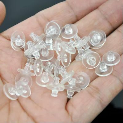 100pcs/set of DIY Earrings Plastic Clear Silicone Ear Plug-100Pcs #1