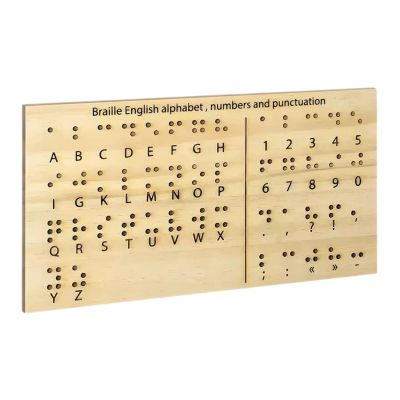 NineLife Basics Braille Alphabet and Number Wood Board Braille Books for Visually Impaired