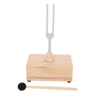 Hoement 1set Tuning Fork Wooden Resonator Box Mallet for Meditation Yoga and Relaxation Aluminum Alloy Construction and Enhanced Sound Quality