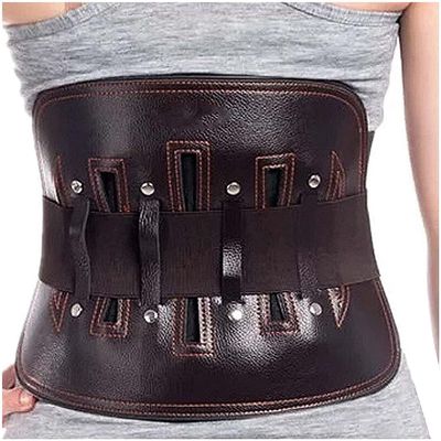 Leather Back Brace Lumbar Support Belt for Men Women Decorative Belt Adjustable Waist Pad Relief Back Pain Herniated Disc for Sports Daily(Small)