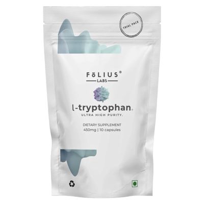 FOLIUS LABS Clean Label L Tryptophan Supplement 450mg Essential Amino Acid Supports Restful Sleep and Relaxation - (10 Day Trial Pack)