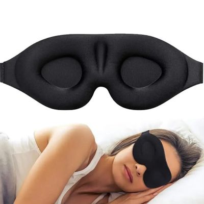 3D Contoured Sleep Mask, Memory Foam Eye Cover with Zero Pressure Design, Black